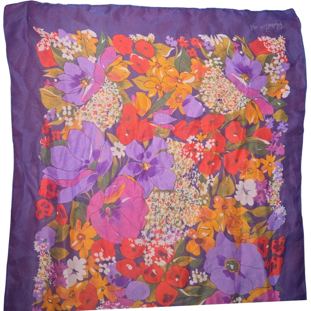 Diane Von Furstenberg Scarf Belt Shawl Runner Bandana Purple Floral 68x18 VTG